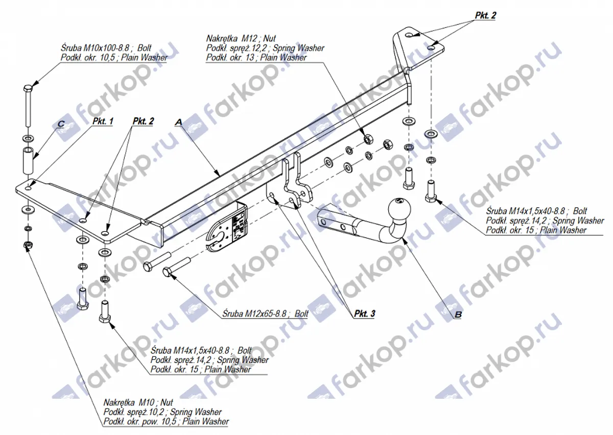 Фаркоп Imiola для Toyota Avensis (лифтбек, седан) 1998-2002 T.001 в 