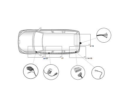 Электрика фаркопа Hak-System (7 pin) для Peugeot 3008 2016-, (без подготовки) 12500628 в 