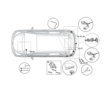 Электрика фаркопа Hak-System (13 pin) для Toyota Auris 2013- 21250538 в 