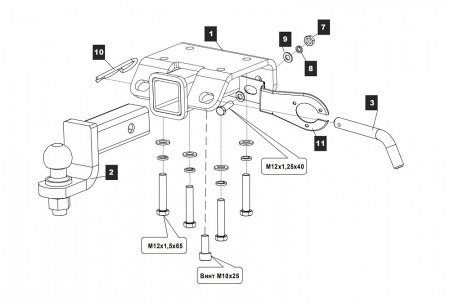 Фаркоп Baltex для Volkswagen Amarok 2010- 26.1945.31Z в 