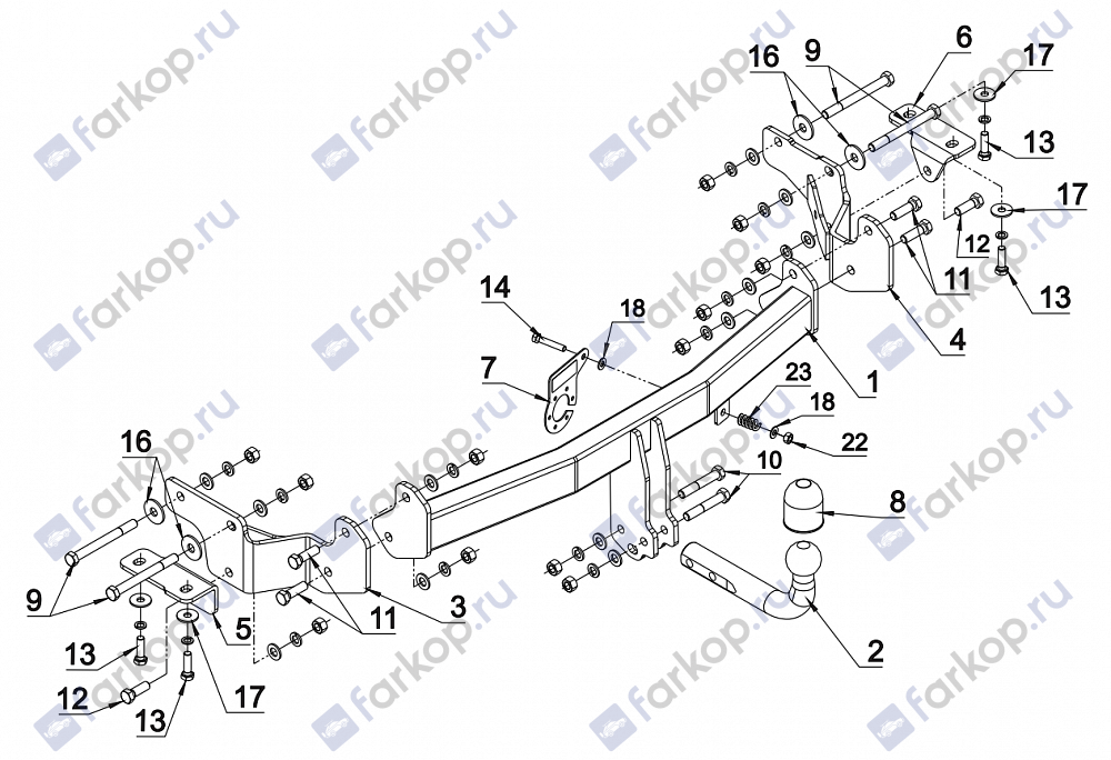 Фаркоп Auto-Hak для Hyundai Santa Fe 2012-2018 J 68 в 