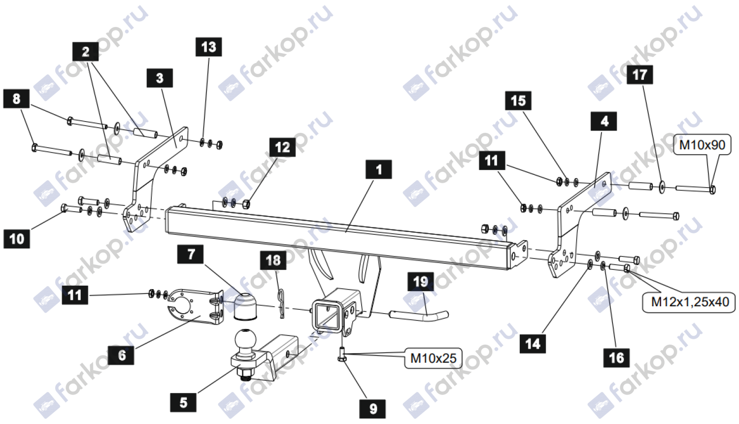 Фаркоп Sheriff для Renault Duster 2015-2021 4554.32 в 