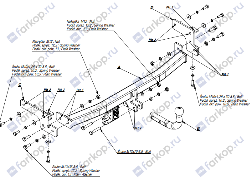 Фаркоп Imiola для Mitsubishi Lancer (седан, хетчбек, универсал) 2004-2007 Y.014 в 