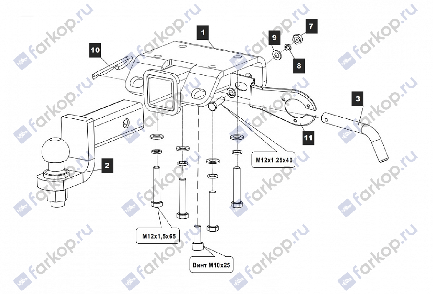 Фаркоп Baltex для Volkswagen Amarok 2010- 26.1945.31Z в 