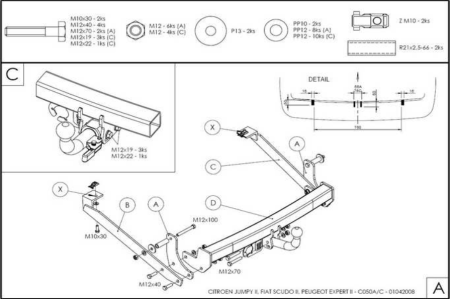 Фаркоп Galia для Citroen Jumpy 2006-2016 C050C в 