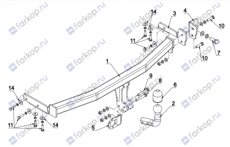 Фаркоп Auto-Hak для Nissan Almera (3,5 дв) 2000-2006 V 49 в 