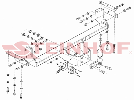 Фаркоп Steinhof для Nissan Navara 2005-2015, (бампер со ступенью) N-087 в 