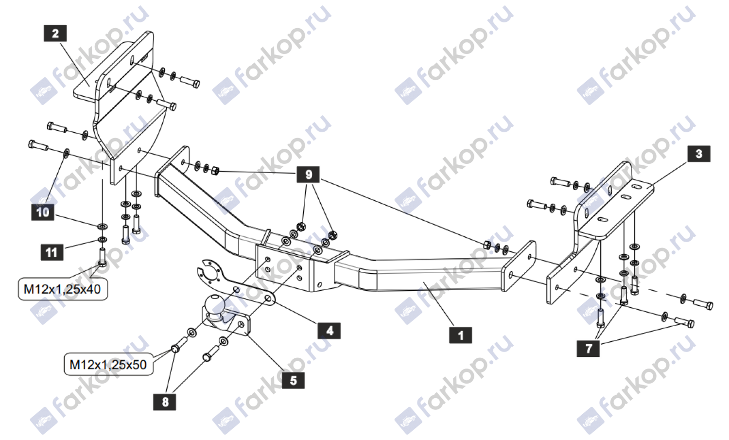 Фаркоп Sheriff для Nissan Pathfinder 2021- 4800.21 в 