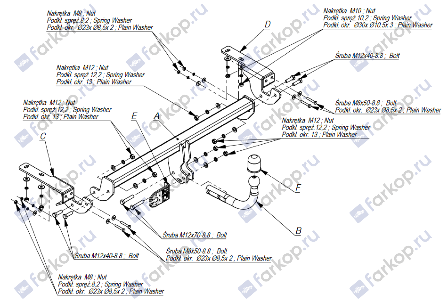 Фаркоп Imiola для Citroen C4 (хетчбек) 2010-2018 C.033 в 