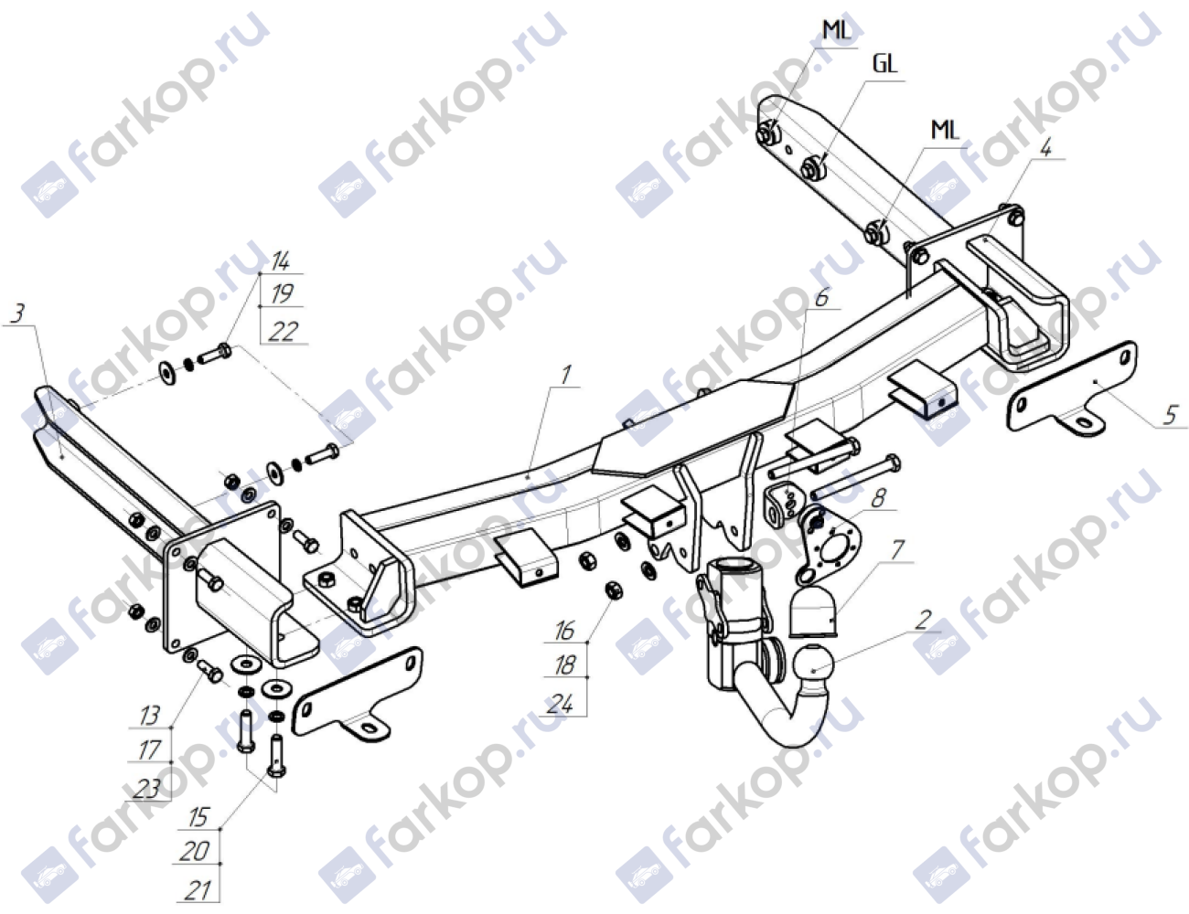 Фаркоп Oris для Mercedes GL-class 2012-2016 2255-D2 в 