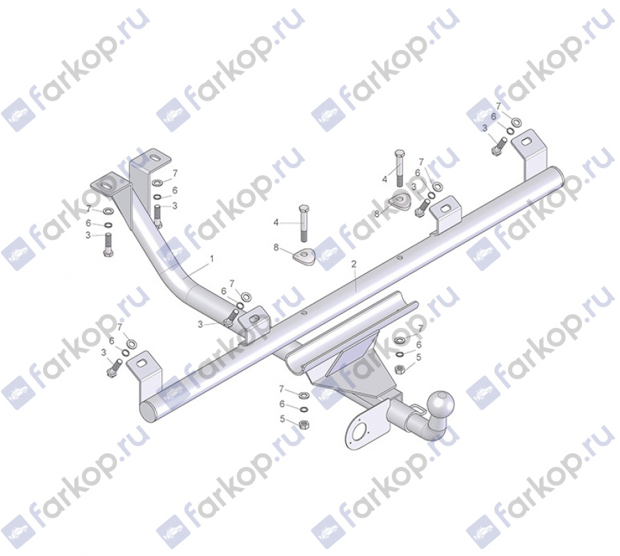 Фаркоп Лидер Плюс для Chevrolet Niva 2123 2002-2020 T-VAZ-08H в 