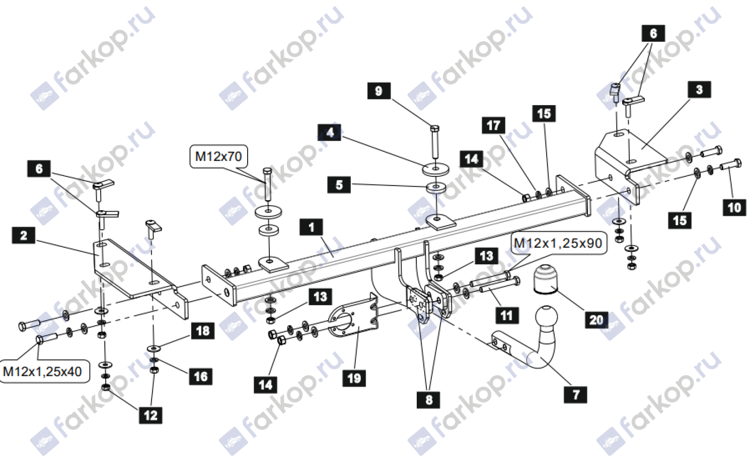 Фаркоп Sheriff для Changan CS35 Plus 2019-2022 4529.12 в 