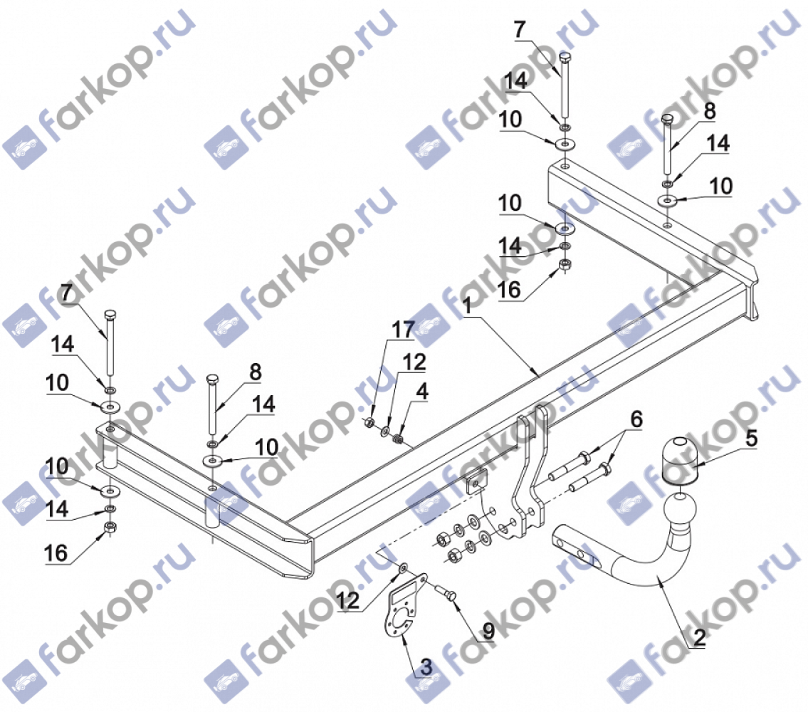 Фаркоп Auto-Hak для Skoda Superb 2002-2008 H 08 в 