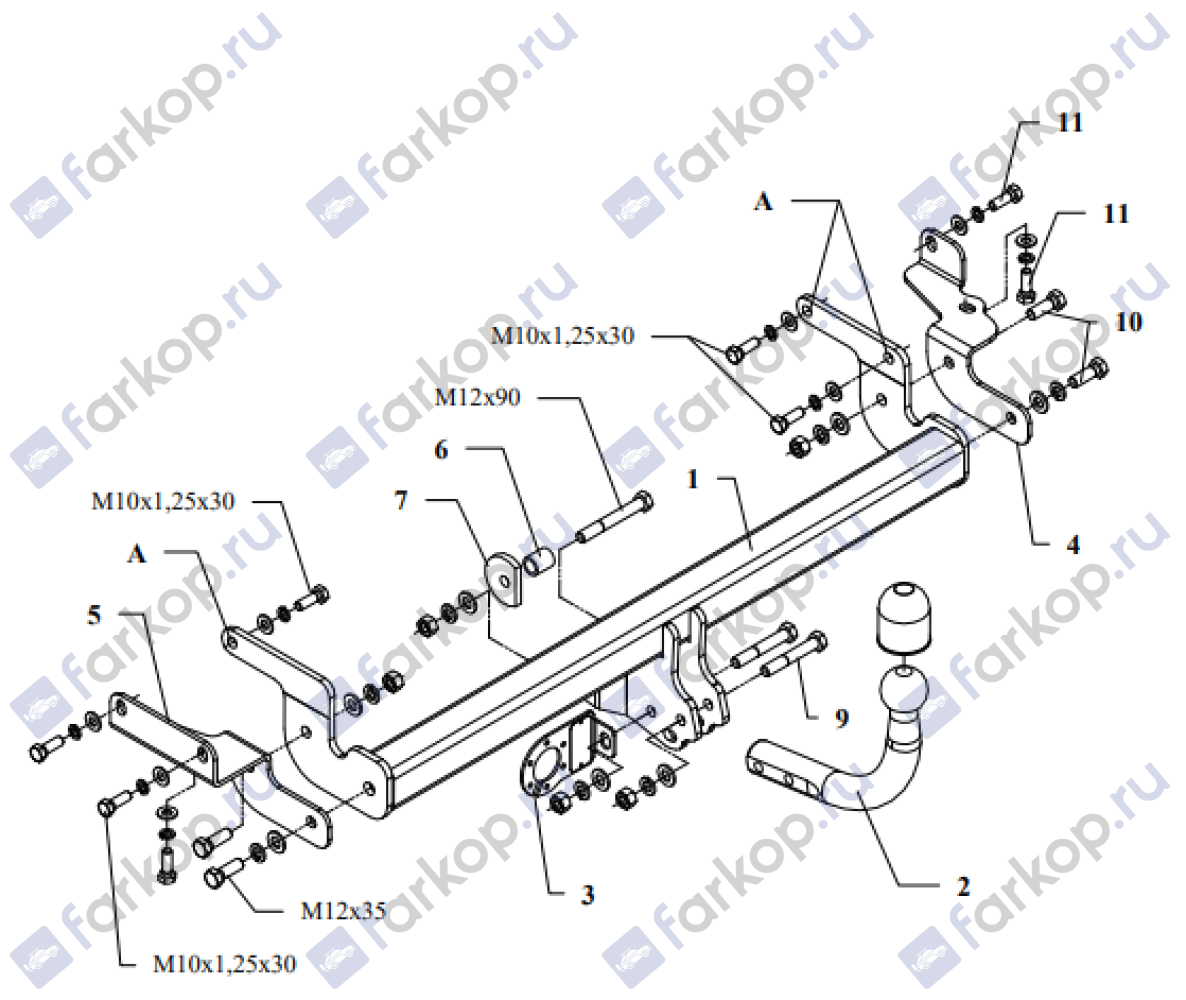 Фаркоп Auto-Hak для Mitsubishi Lancer (седан) 2003-2008 Z 35 в 